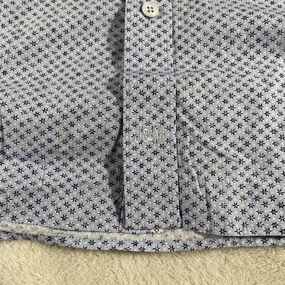 Johnston & Murphy Blue Patterned Casual Button Down Shirt - Picture 4 of 8